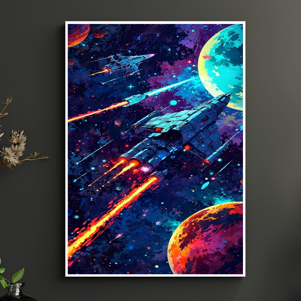 Galaxy Spaceship Premium Wall Poster
