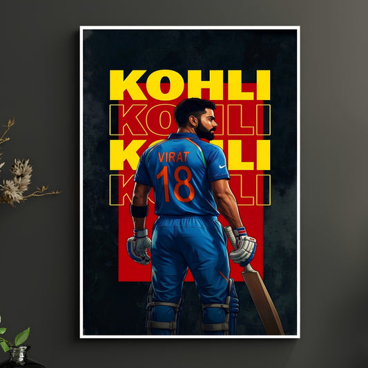 Virat Kohli No. 18 Premium Cricket Wall Poster
