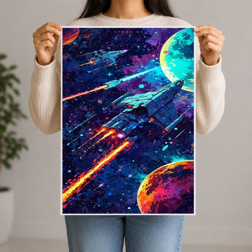 Galaxy Spaceship Premium Wall Poster