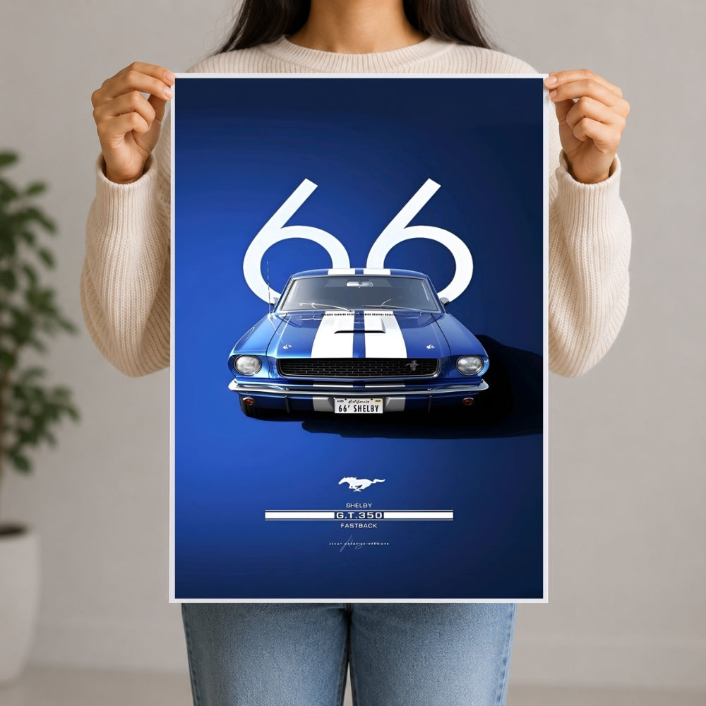 Classic Blue Vintage Sports Car Poster