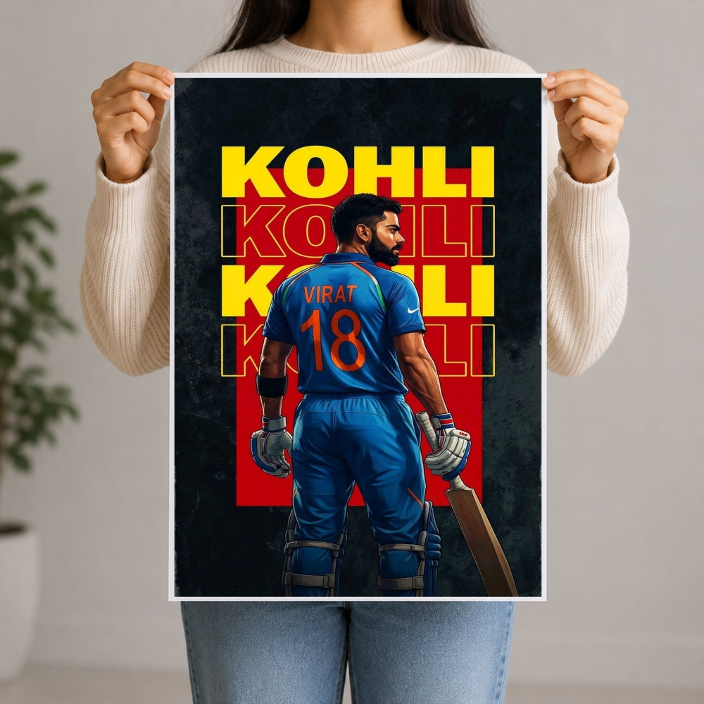Virat Kohli No. 18 Premium Cricket Wall Poster