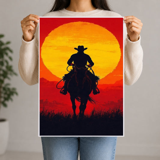 RDR 2 Cowboy Sunset Premium Wall Poster